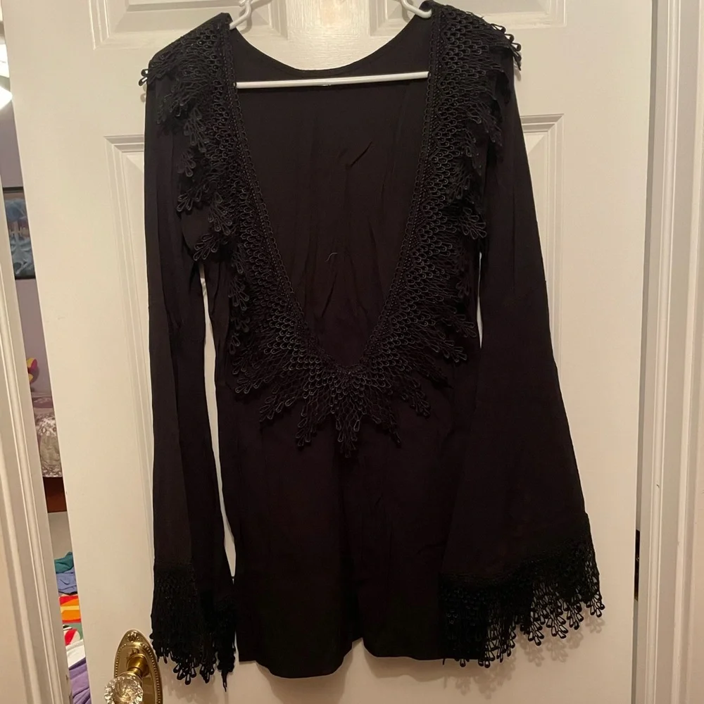 For love and lemon Roosevelt mini dress with embellished bell sleeves - Picture 8 of 10